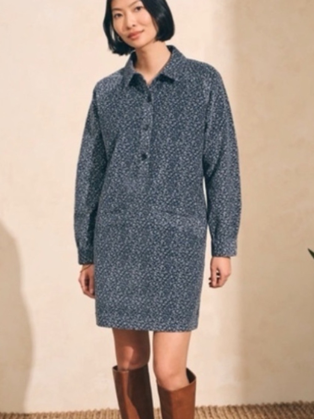 Faherty Lyon Cord Mini Dress Organic Cotton Blend Size XS Riverton Floral